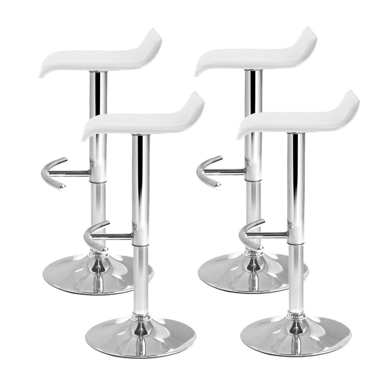 4x Bar Stools SENA Kitchen Swivel Bar Stool Leather Chairs Gas Lift White