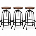 3x Bar Stool Backless Swivel Counter Barstools 70-90cm Seat Height Adjustable Industrial