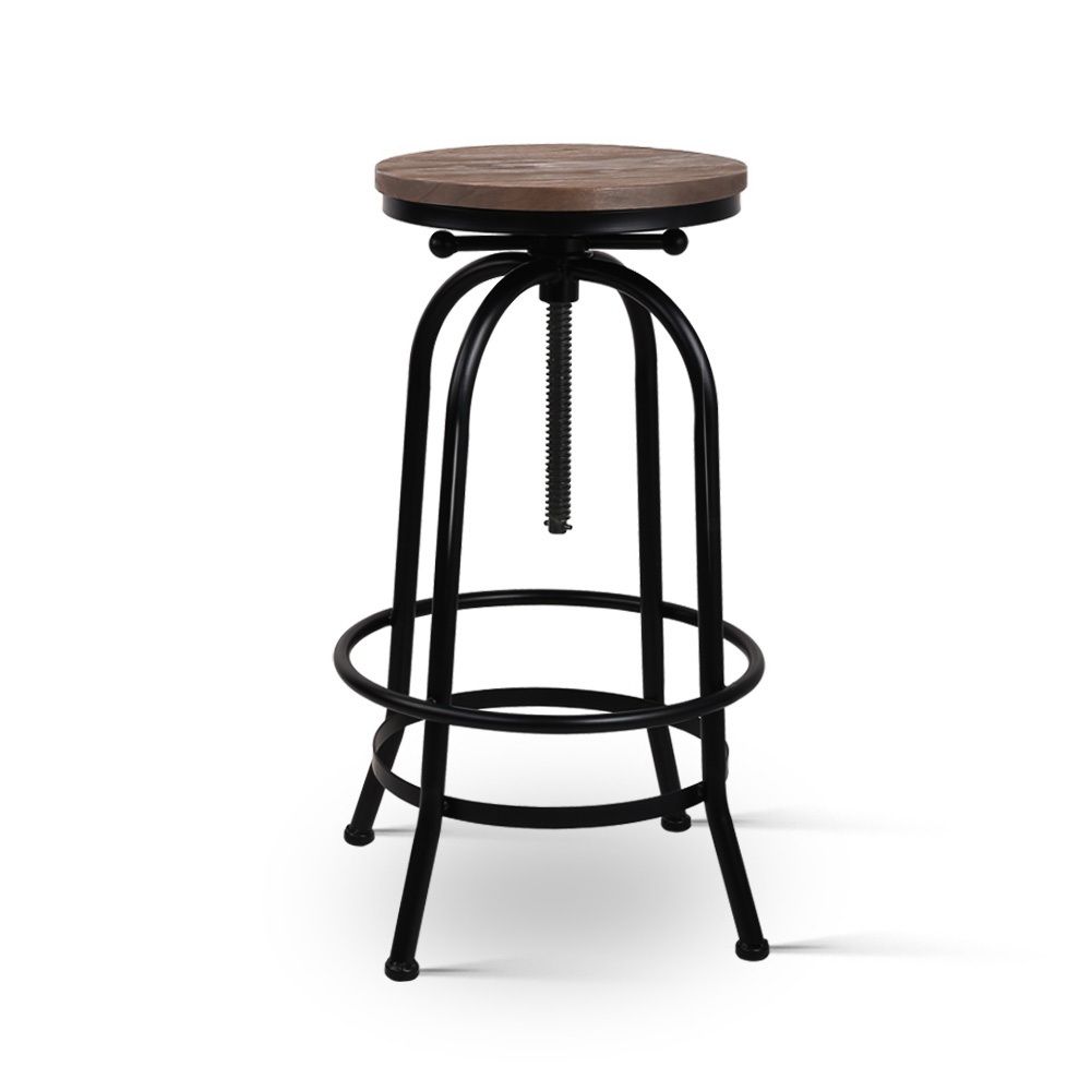 3x Bar Stool Backless Swivel Counter Barstools 70-90cm Seat Height Adjustable Industrial