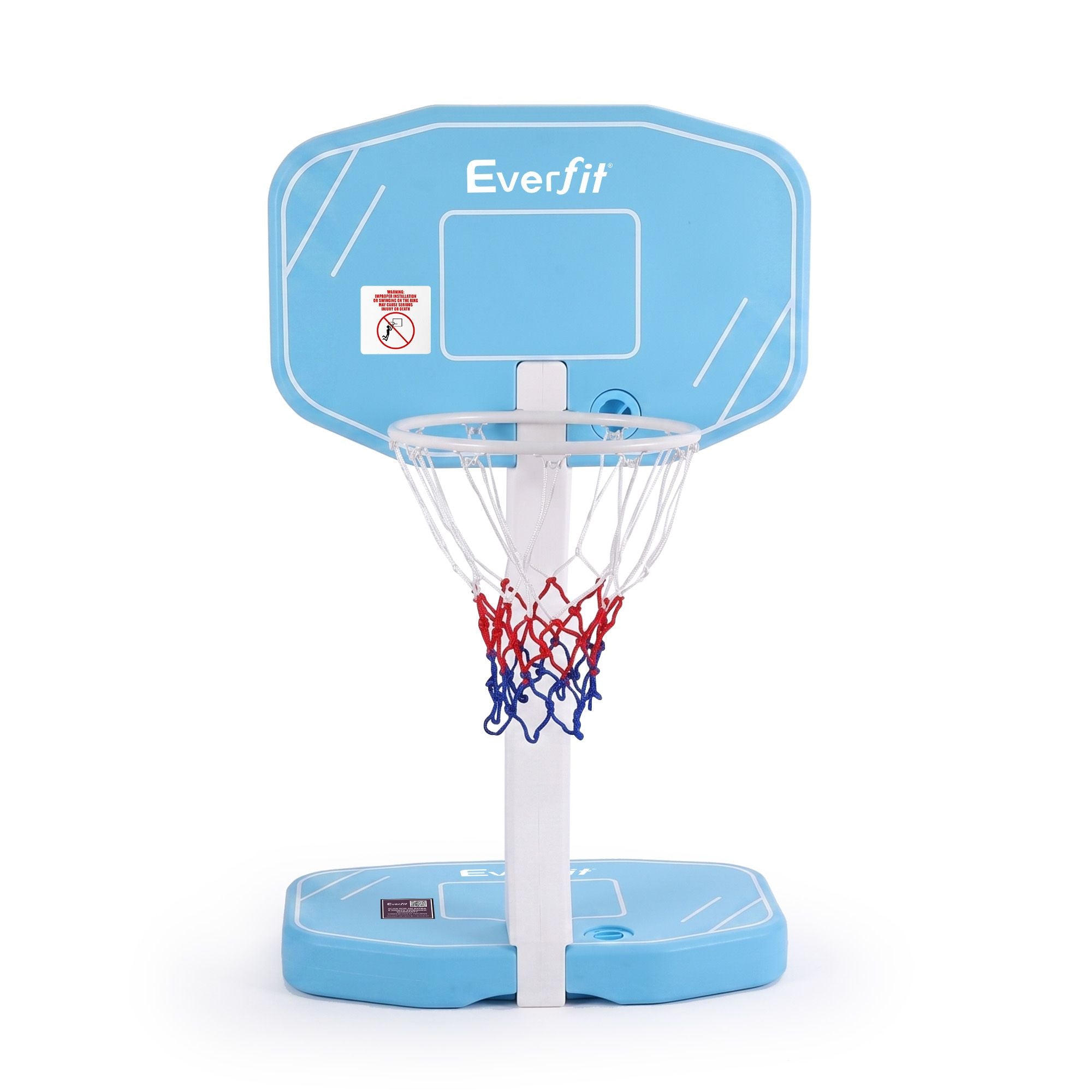 2 in 1 Pool Basketball Hoop Volleyball Net Set Water Sports Game Combo Weighted Base Blue