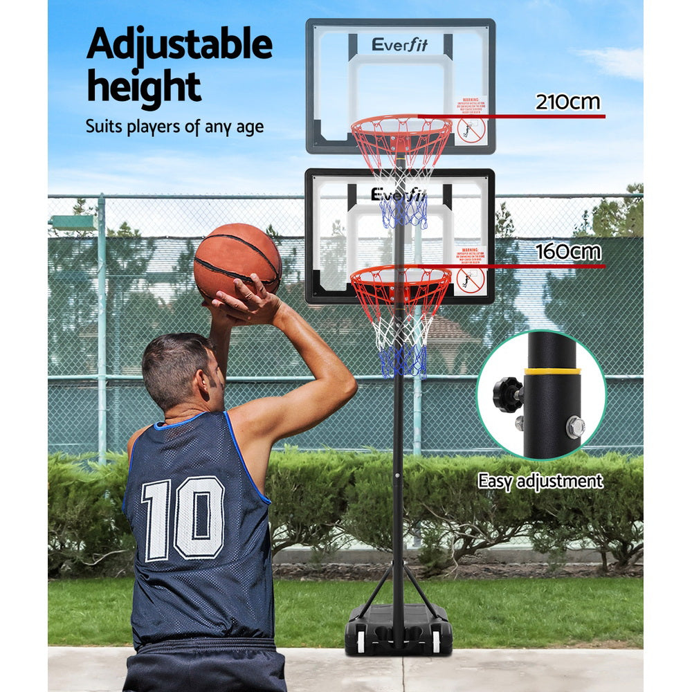Adjustable 2.1M Portable Basketball Hoop Stand System - Clear