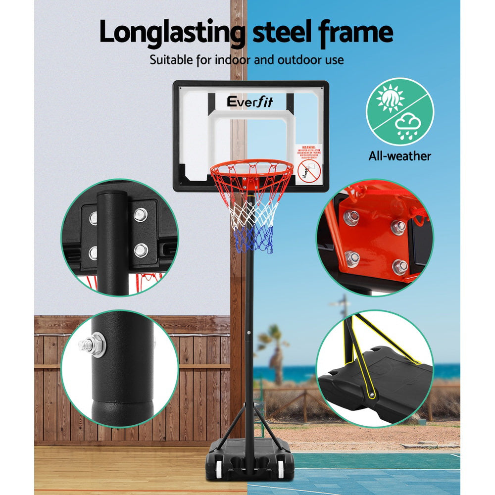Adjustable 2.1M Portable Basketball Hoop Stand System - Clear