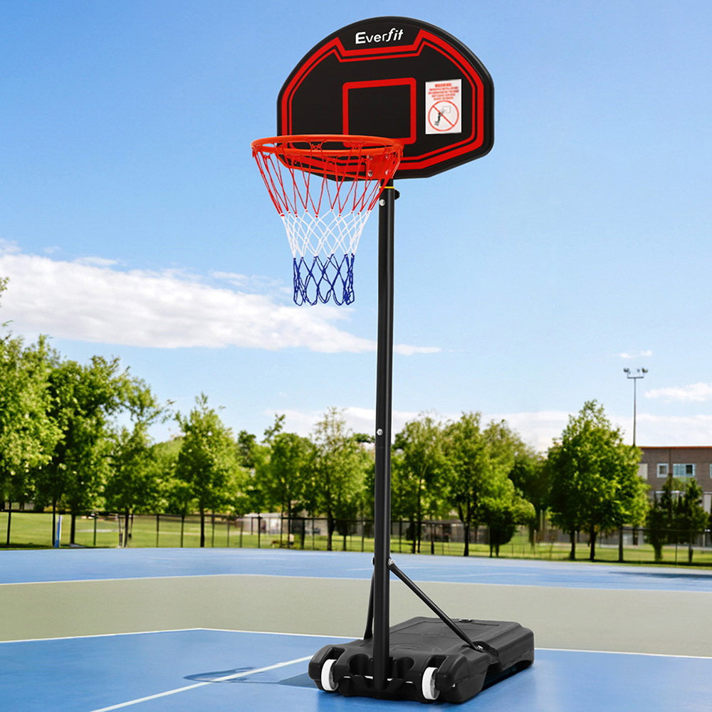 Adjustable 2.1m Portable Basketball Hoop Stand System for Kids - Black