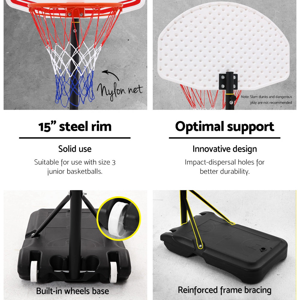 Adjustable 2.1M Portable Basketball Hoop Stand System for Kids - White