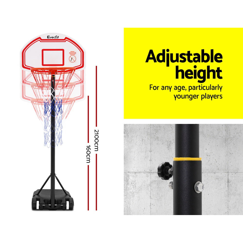 Adjustable 2.1M Portable Basketball Hoop Stand System for Kids - White
