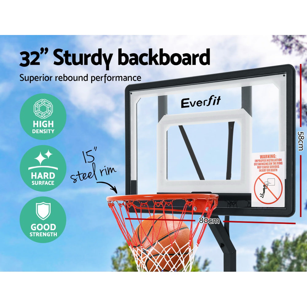 Adjustable 2.6M Portable Basketball Hoop Stand System - Clear