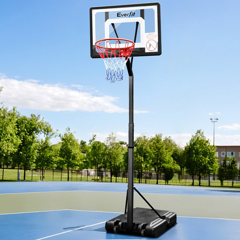 Adjustable 2.6M Portable Basketball Hoop Stand System - Clear