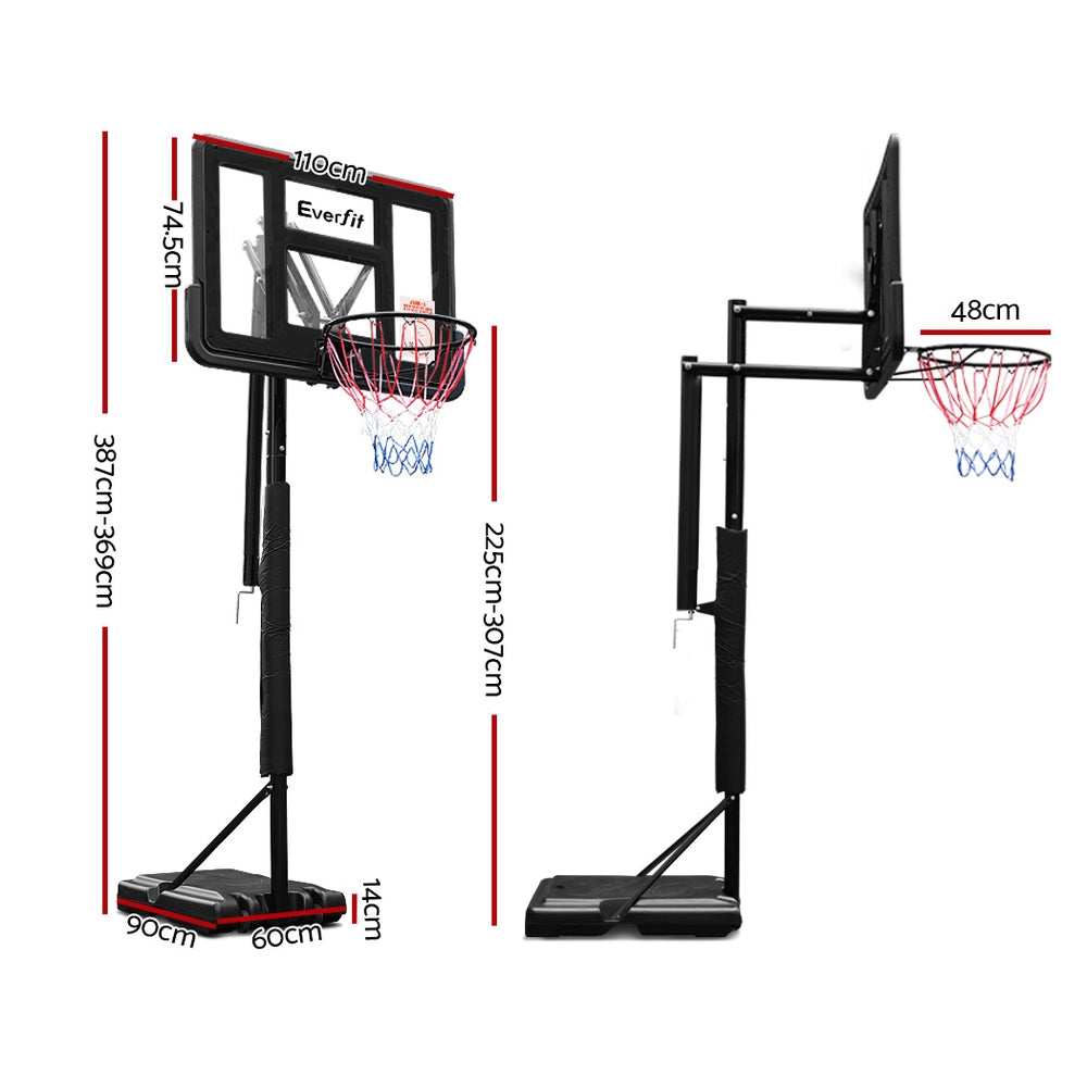 3.05m Adjustable Height Portable Basketball Hoop Stand System - Black