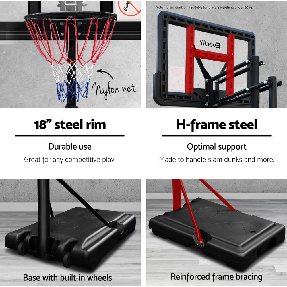 3.05m Adjustable Height Portable Basketball Hoop Stand System - Black
