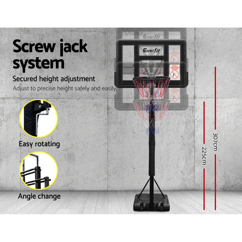 3.05m Adjustable Height Portable Basketball Hoop Stand System - Black