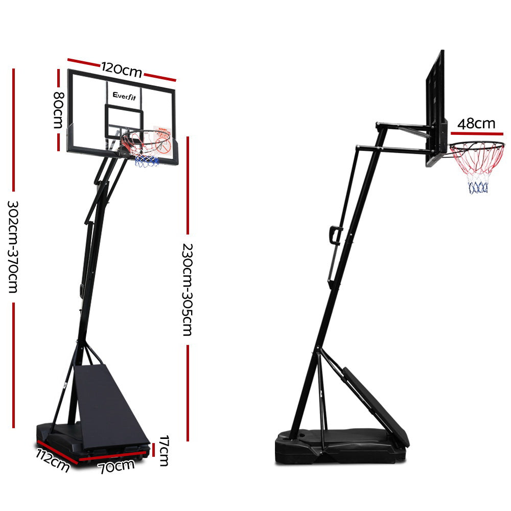 3.05M Adjustable Height Portable Basketball Hoop Stand System - Black
