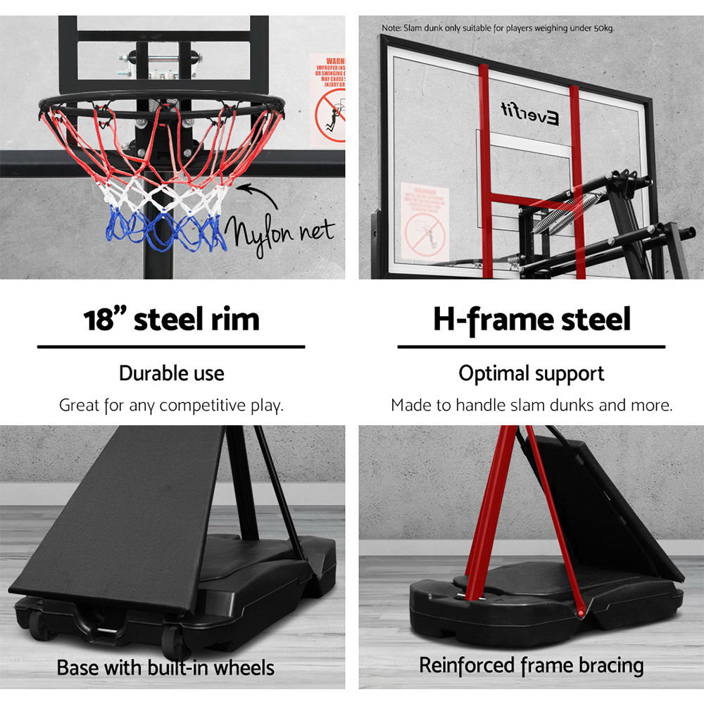 3.05M Adjustable Height Portable Basketball Hoop Stand System - Black