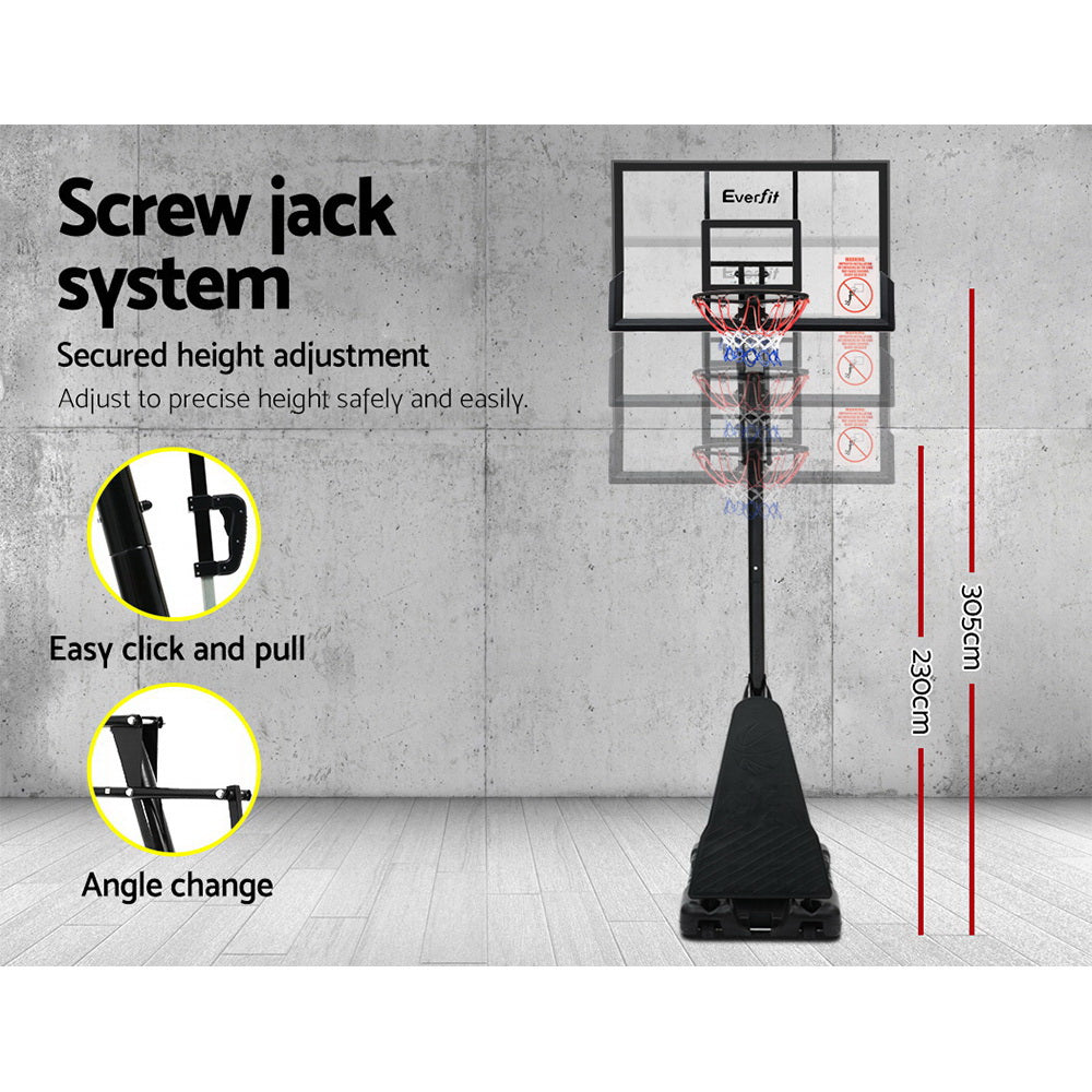 3.05M Adjustable Height Portable Basketball Hoop Stand System - Black