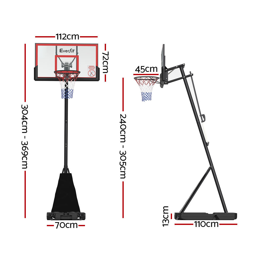 3.05m Adjustable Height Portable Basketball Hoop Stand System - Red