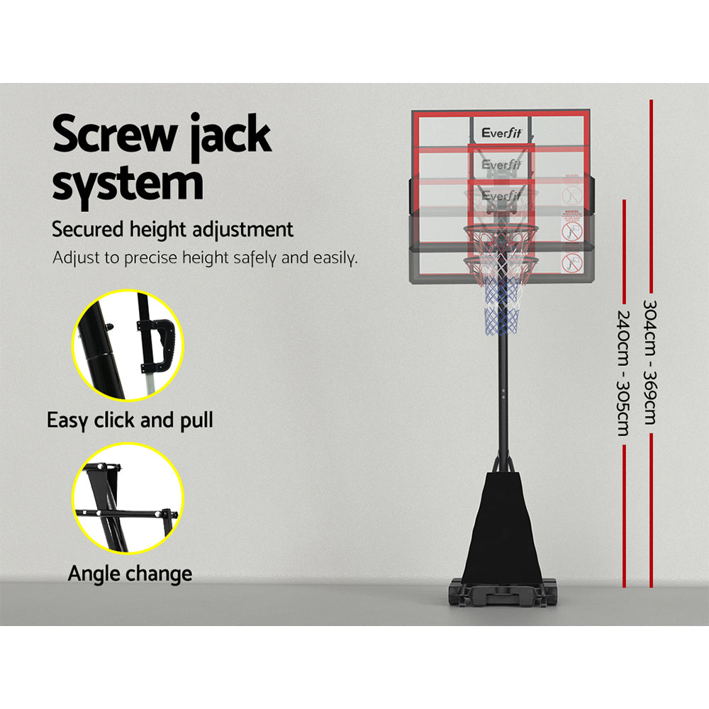 3.05m Adjustable Height Portable Basketball Hoop Stand System - Red