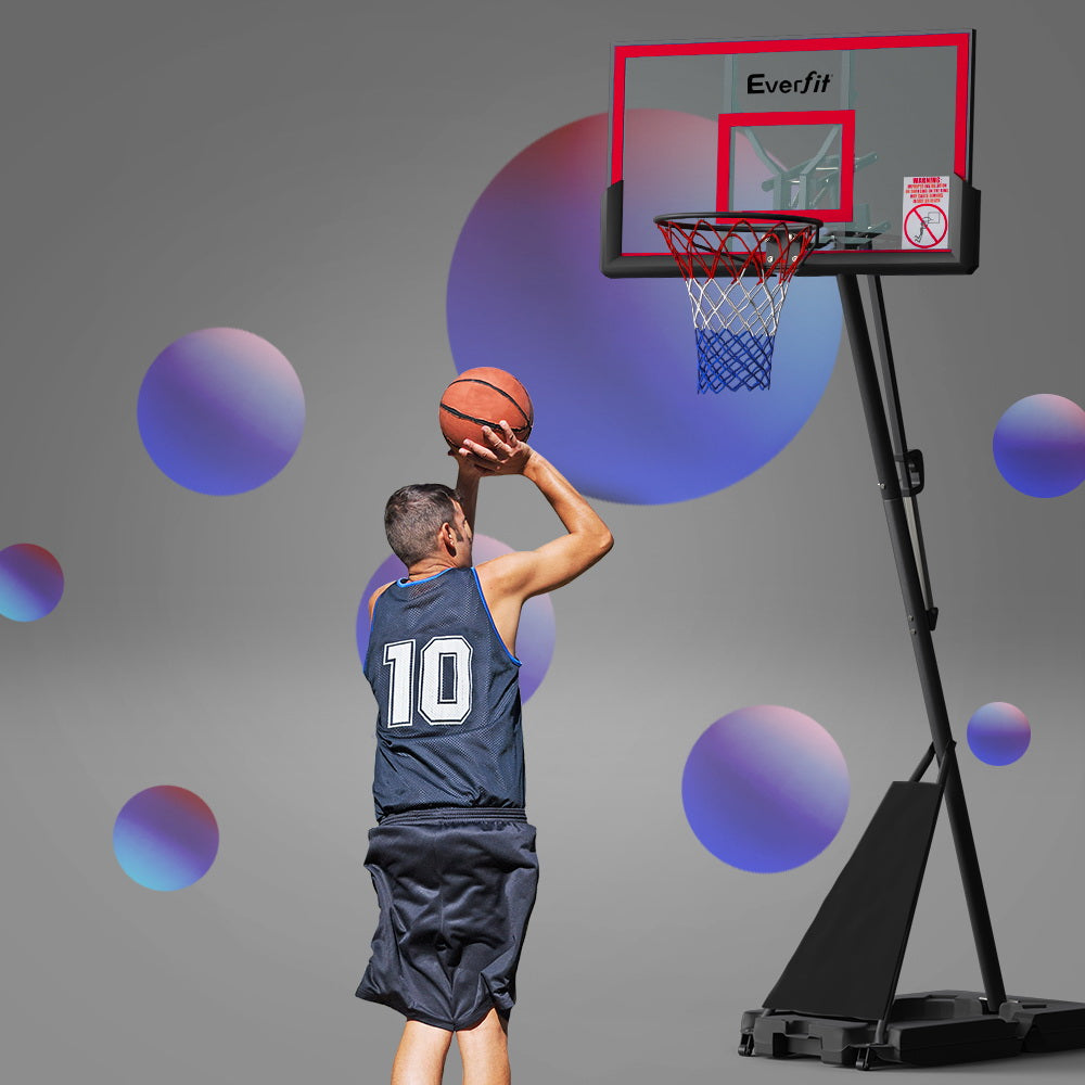 3.05m Adjustable Height Portable Basketball Hoop Stand System - Red