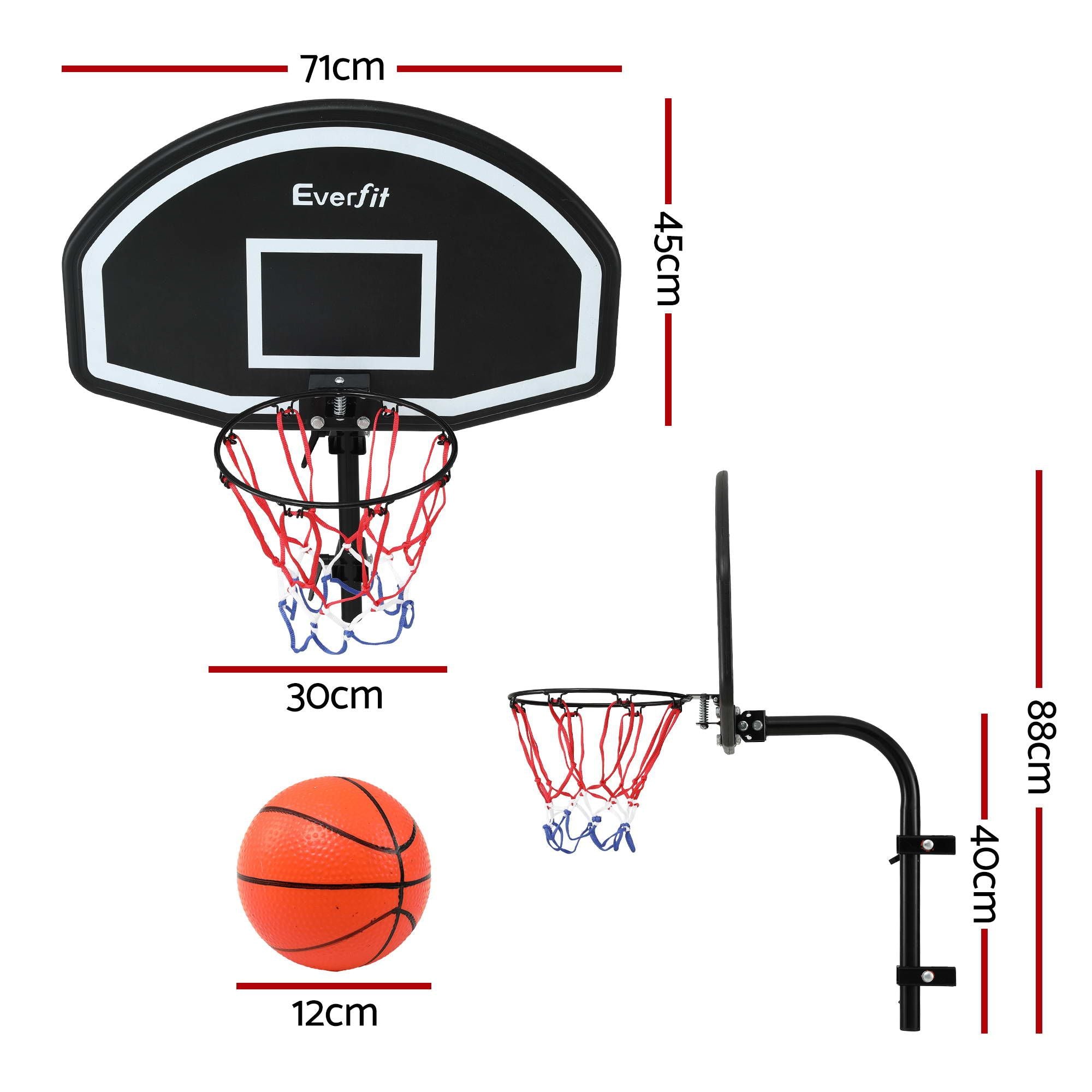 Kids Basketball Hoop with Ball and Pump Fit for Trampoline 25mm-32mm Poles Black