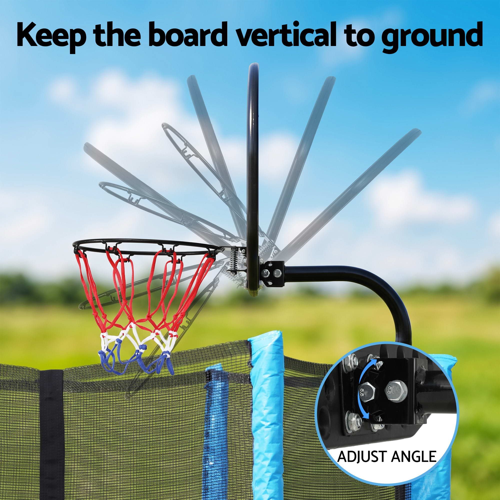 Kids Basketball Hoop with Ball and Pump Fit for Trampoline 25mm-32mm Poles Black