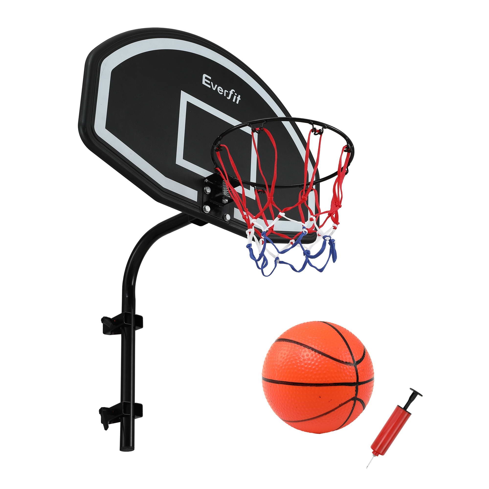 Kids Basketball Hoop with Ball and Pump Fit for Trampoline 25mm-32mm Poles Black