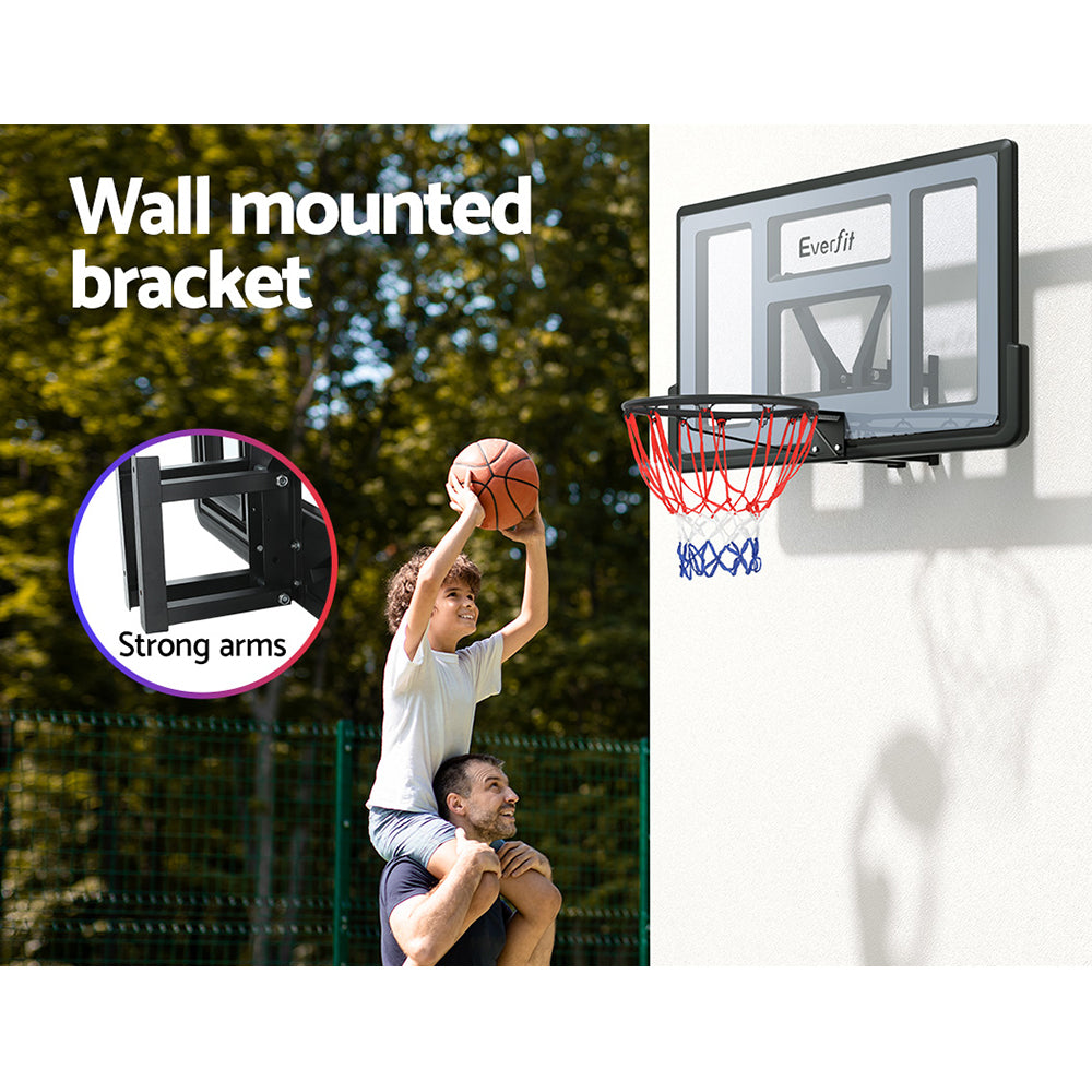 45" Wall Mounted Basketball Hoop with Backboard and Net - Black