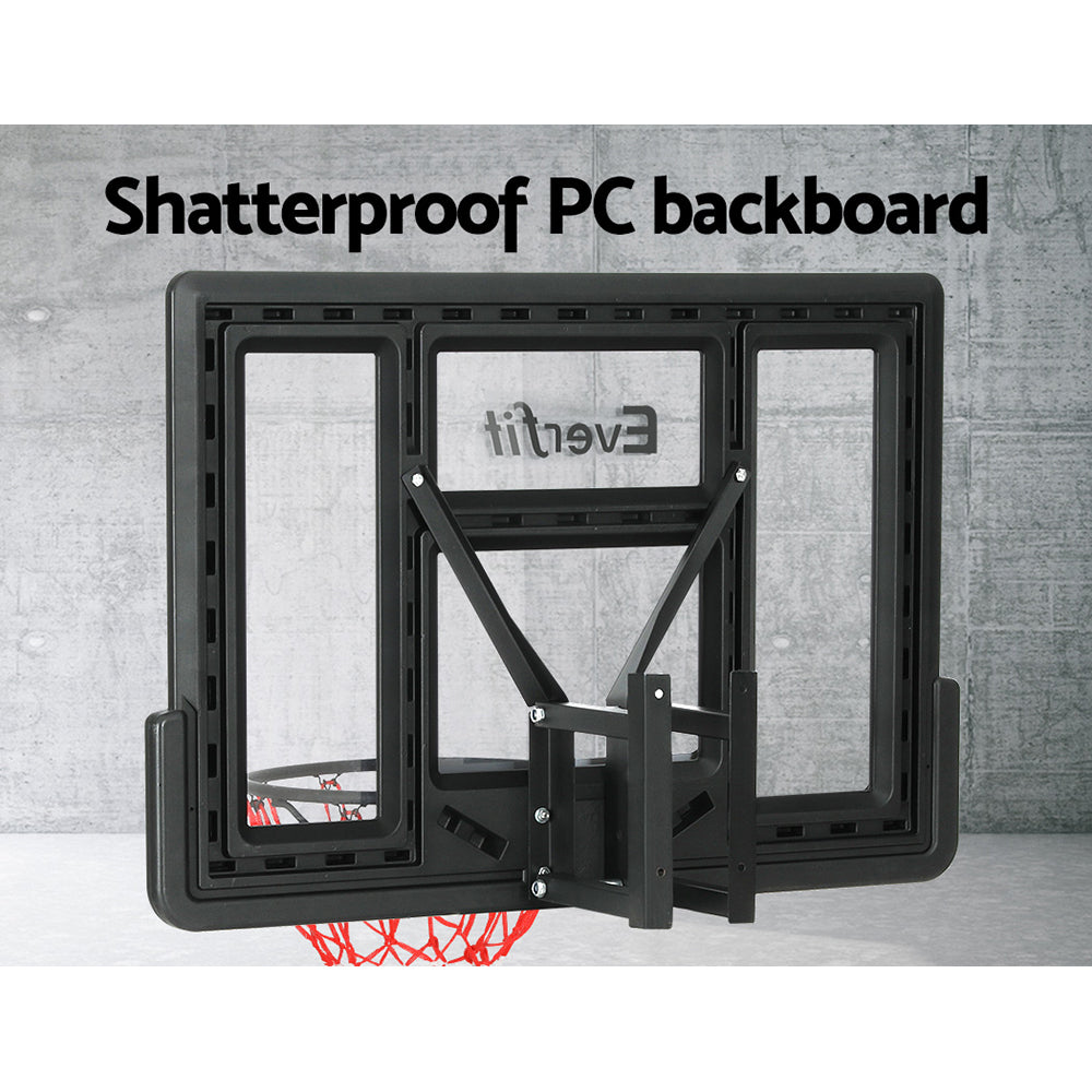 45" Wall Mounted Basketball Hoop with Backboard and Net - Black