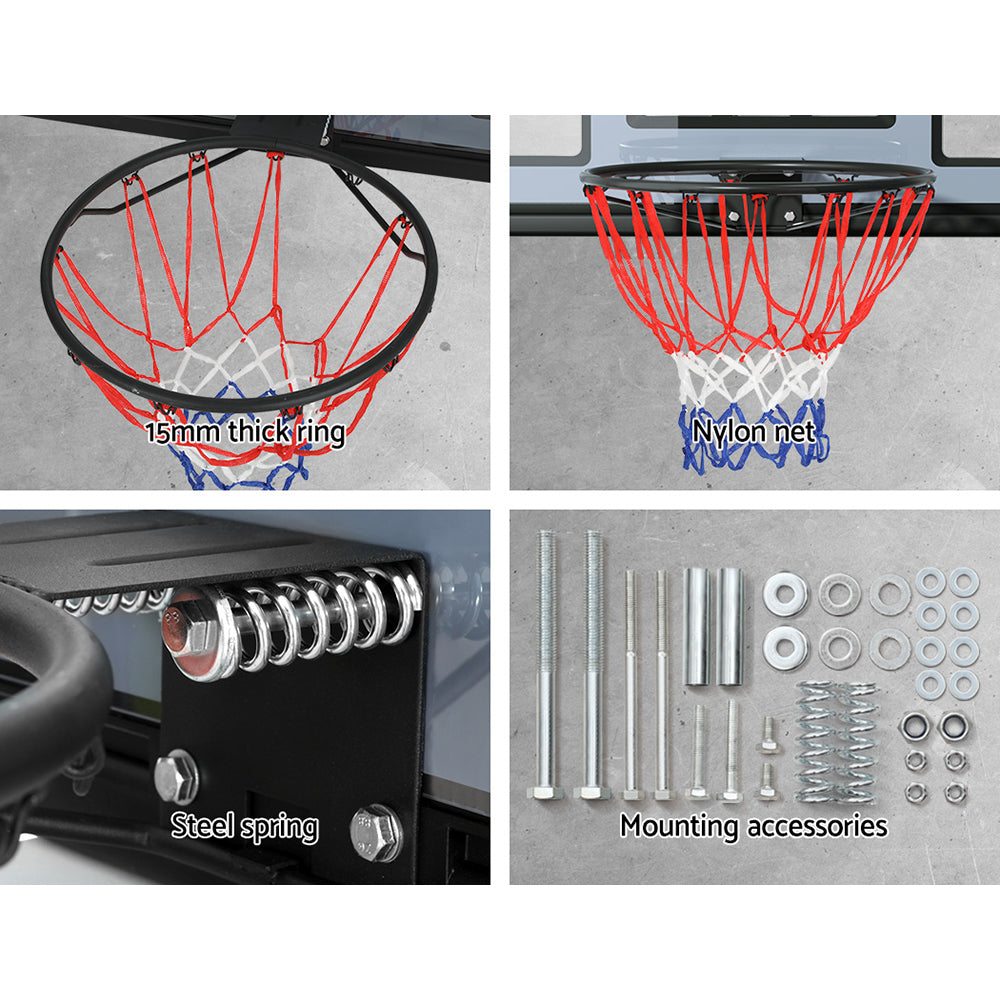45" Wall Mounted Basketball Hoop with Backboard and Net - Black