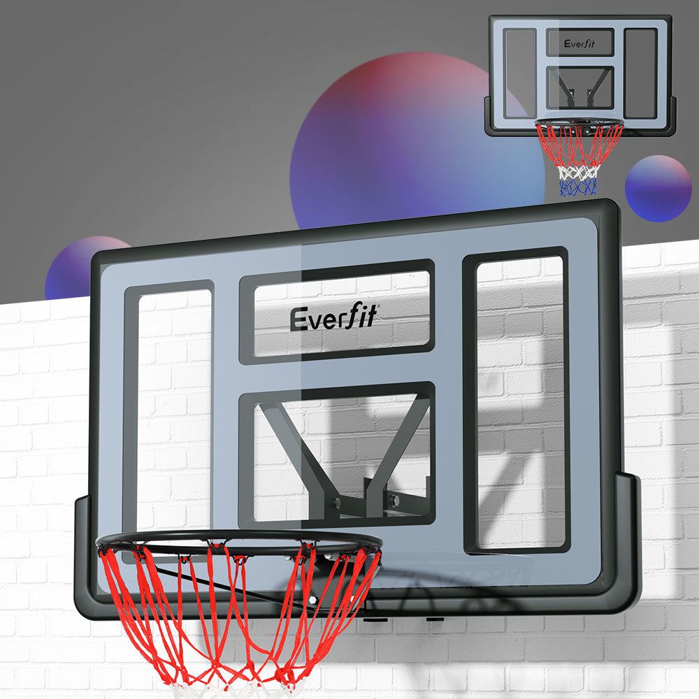 45" Wall Mounted Basketball Hoop with Backboard and Net - Black