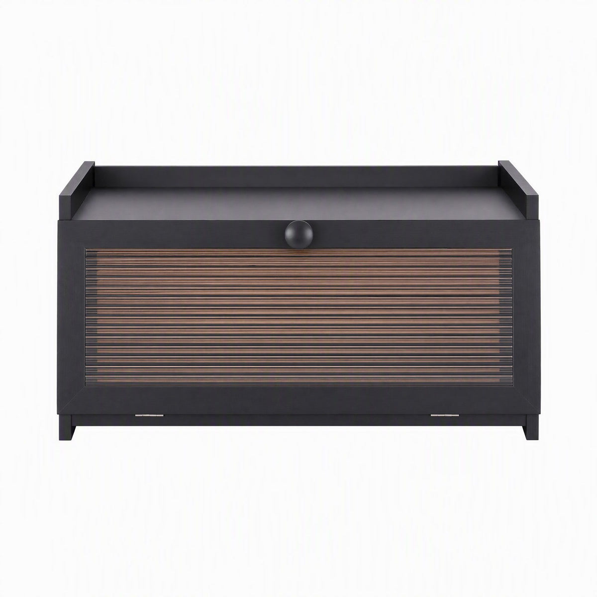 Bamboo Bread Box with Clear Window and Shelf 40cm - Black