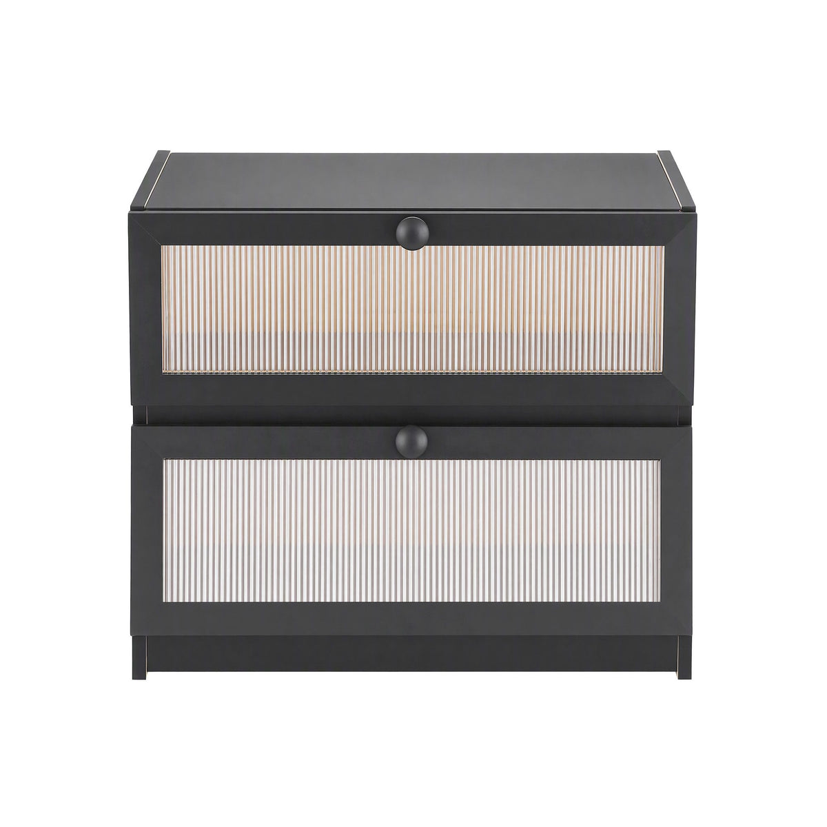 2-Tier Bamboo Bread Box Kitchen Countertop Storage 40cm - Black
