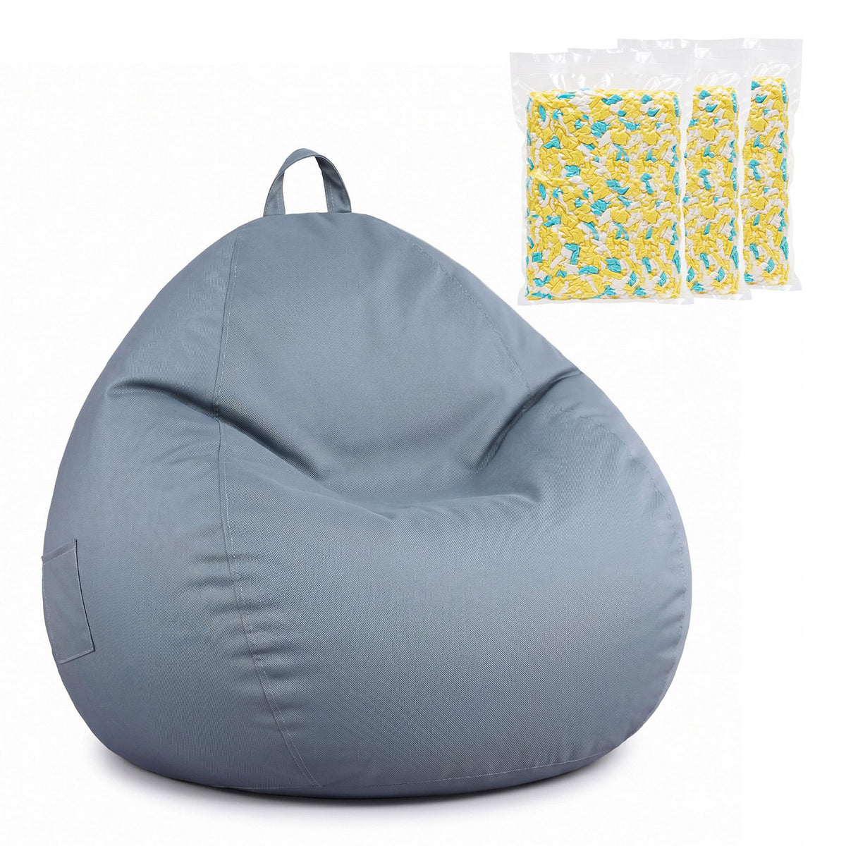 Outdoor Bean Bag Chair with Splash-Proof Cover and Memory Foam Filler DIY Stuffable Sofa for Adults, Teens & Kids - Grey