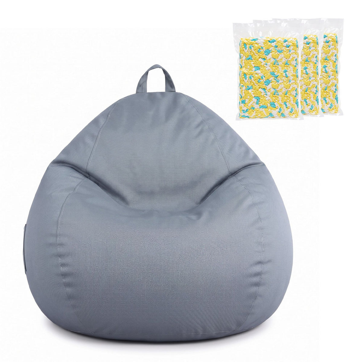 Outdoor Bean Bag Chair with Splash-Proof Cover and Memory Foam Filler DIY Stuffable Sofa for Adults, Teens & Kids - Grey