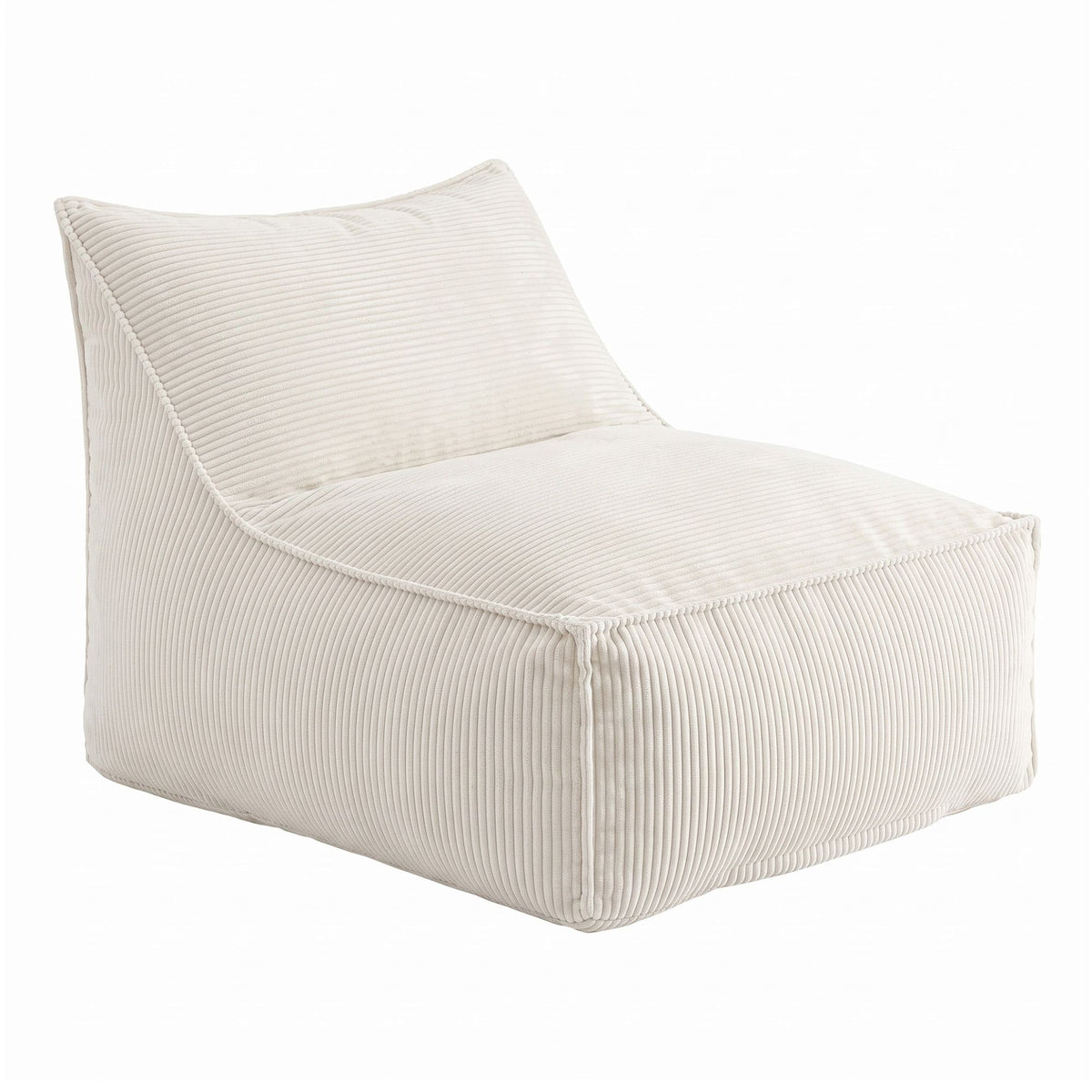 Bean Bag Chair Cover Soft Corduroy Storage with Hidden Zipper - Beige