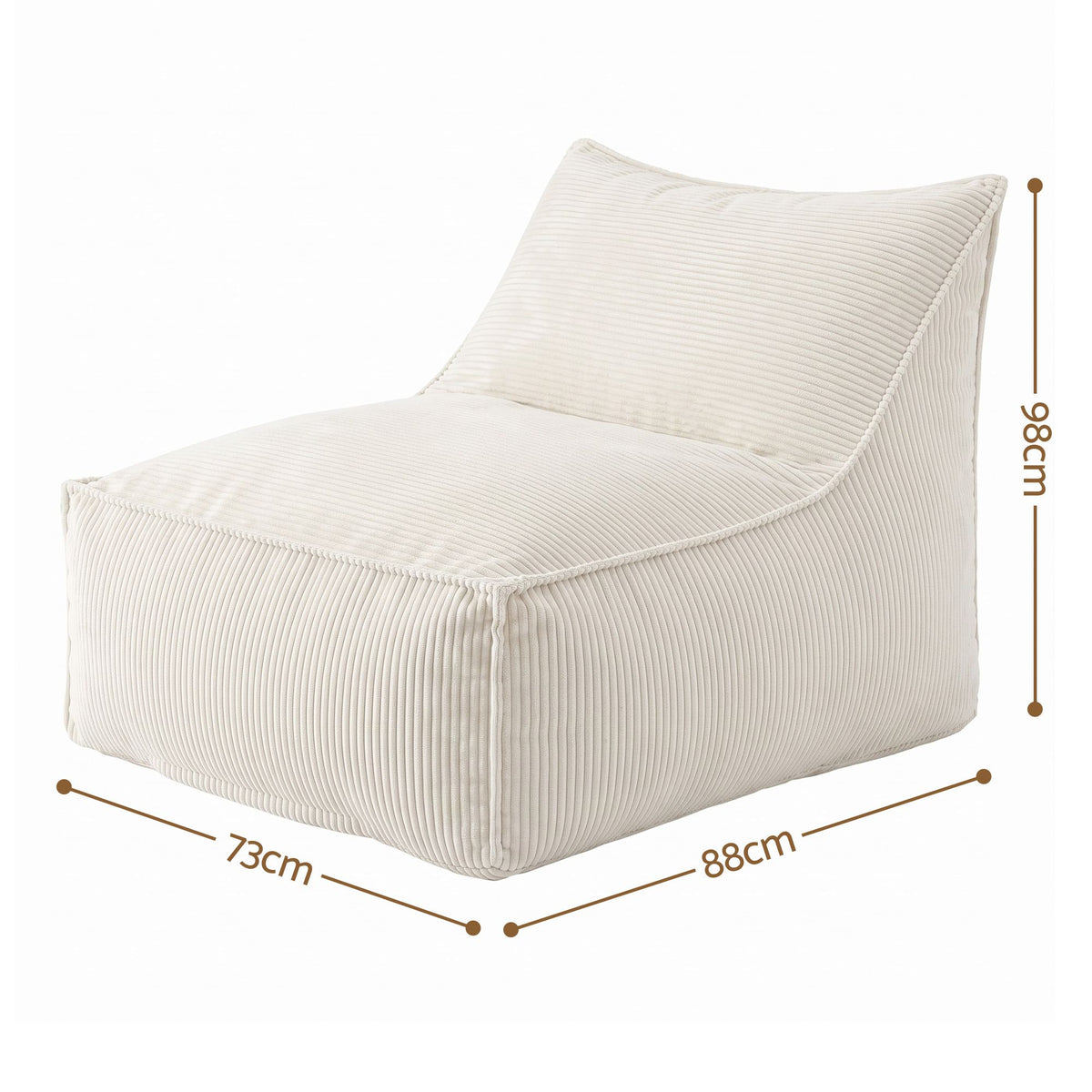 Bean Bag Chair Cover Soft Corduroy Storage with Hidden Zipper - Beige