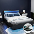 Wanda Queen Gas Lift Storage Bed Frame with LED Lights – Black