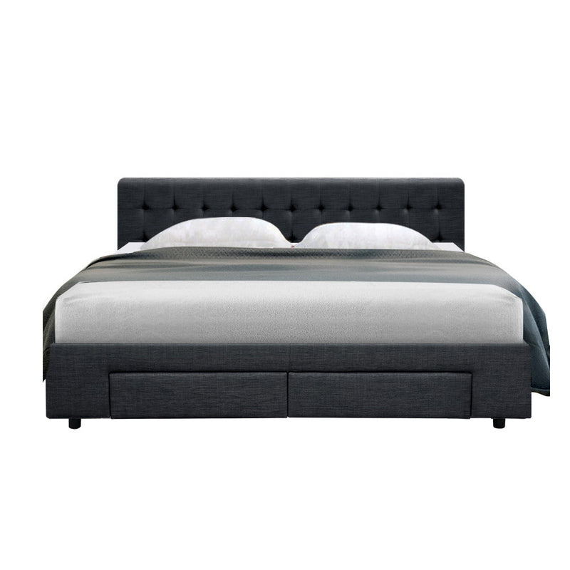 Trinity King Bed Frame With Storage Drawers Charcoal