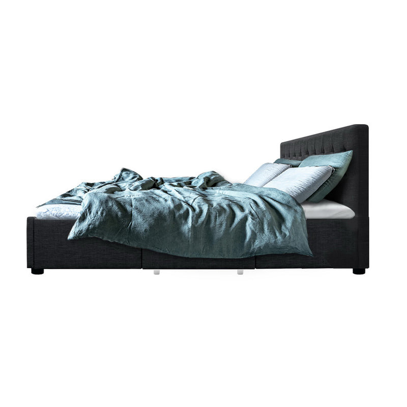 Trinity King Bed Frame With Storage Drawers Charcoal