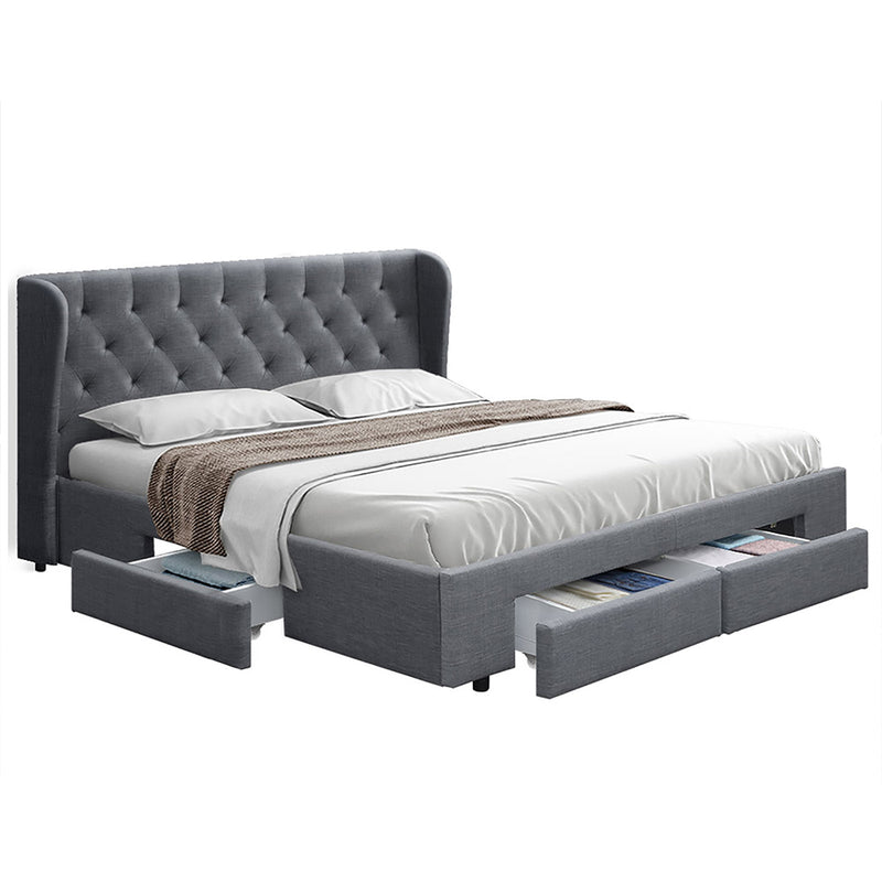 Avalon Queen Bed Frame with Drawers Grey