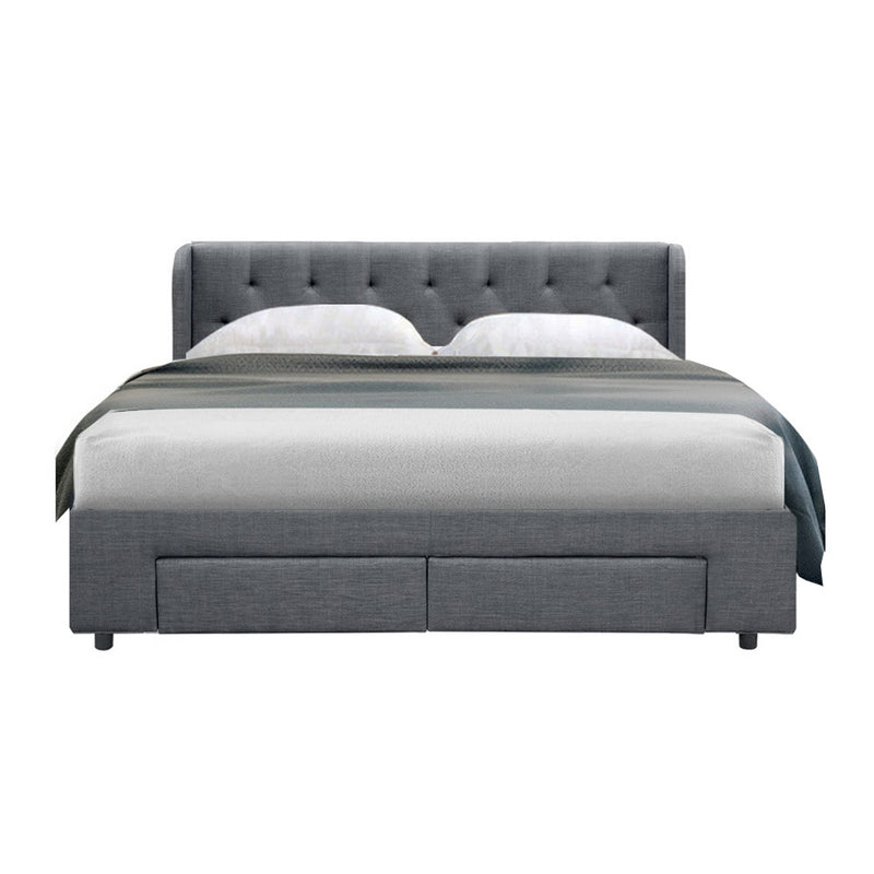 Avalon Queen Bed Frame with Drawers Grey