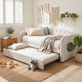 Single Velvet Tufted Daybed with Trundle Bed Frame - Grey