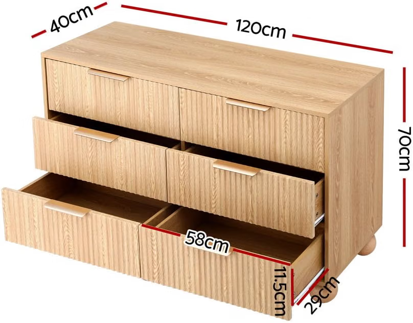 Boucle Queen Bed Frame and 6 Drawer Chest Bedroom Set