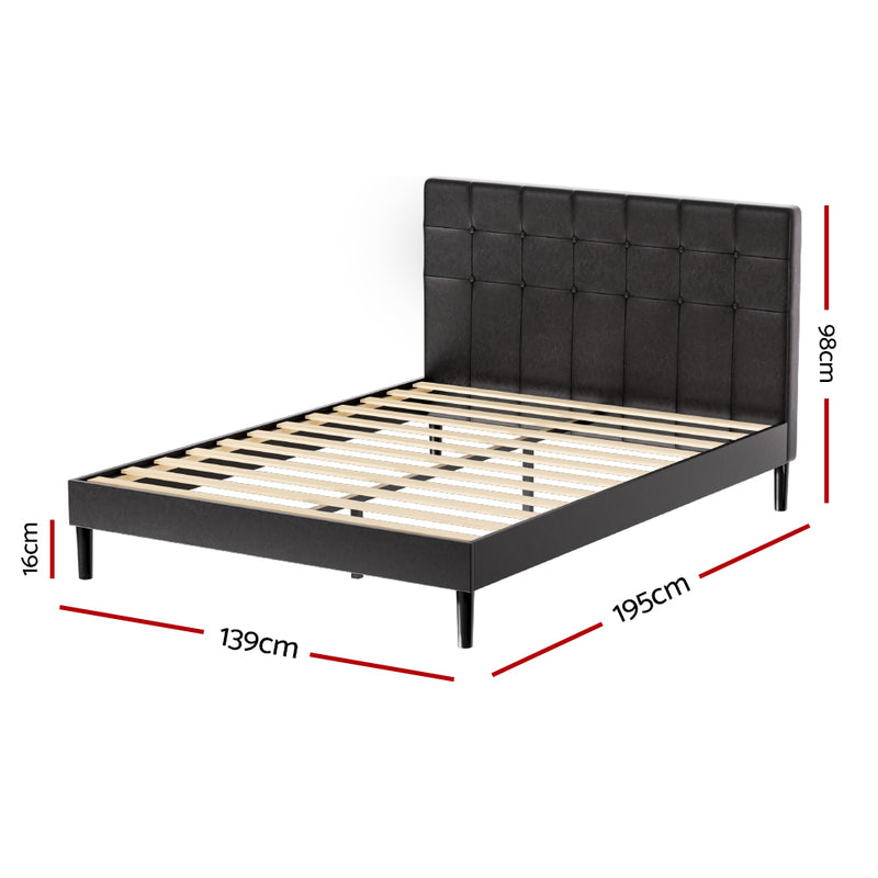 Manly Double LED Bed Frame With Charge Ports Black