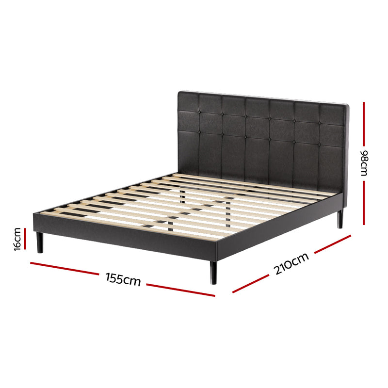 Manly Queen LED Bed Frame With Charge Ports Black