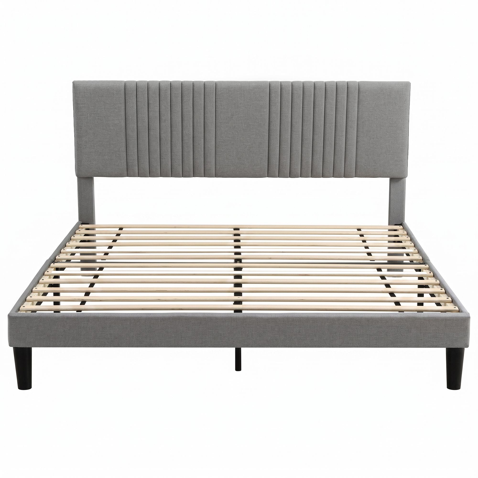 King Adjustable Headboard Bed Frame 300kg Capacity - Grey