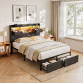 Double Bed Frame with Storage Drawers, Headboard, USB Charging & RGB LED Light