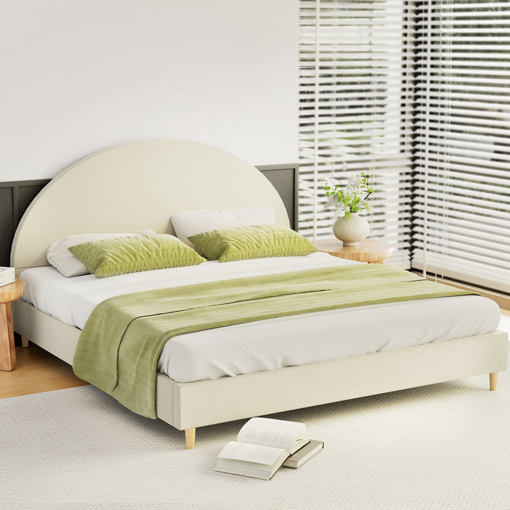 Ella Arched King Bed Frame Cream Velvet