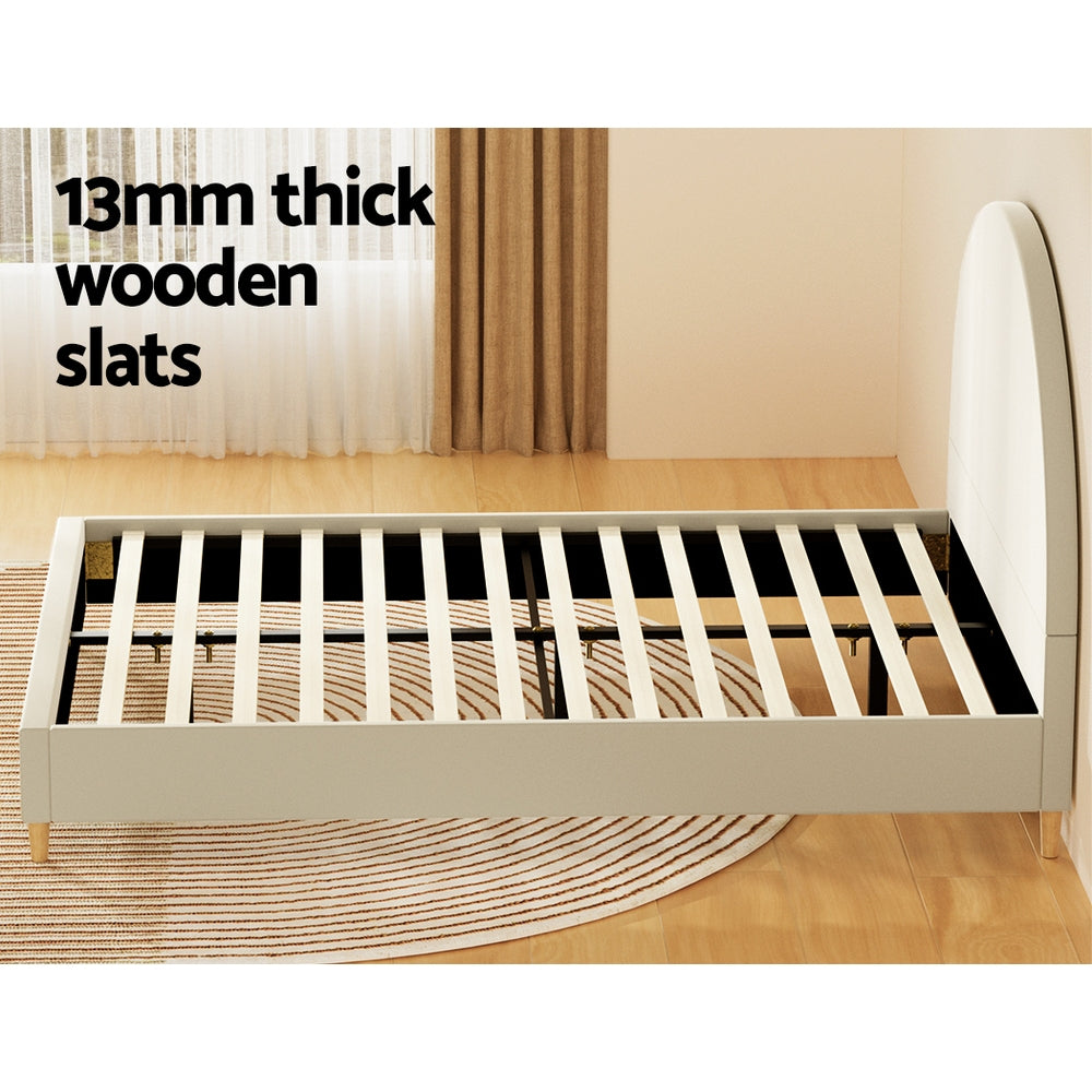 Ella Arched Queen Bed Frame Cream Velvet