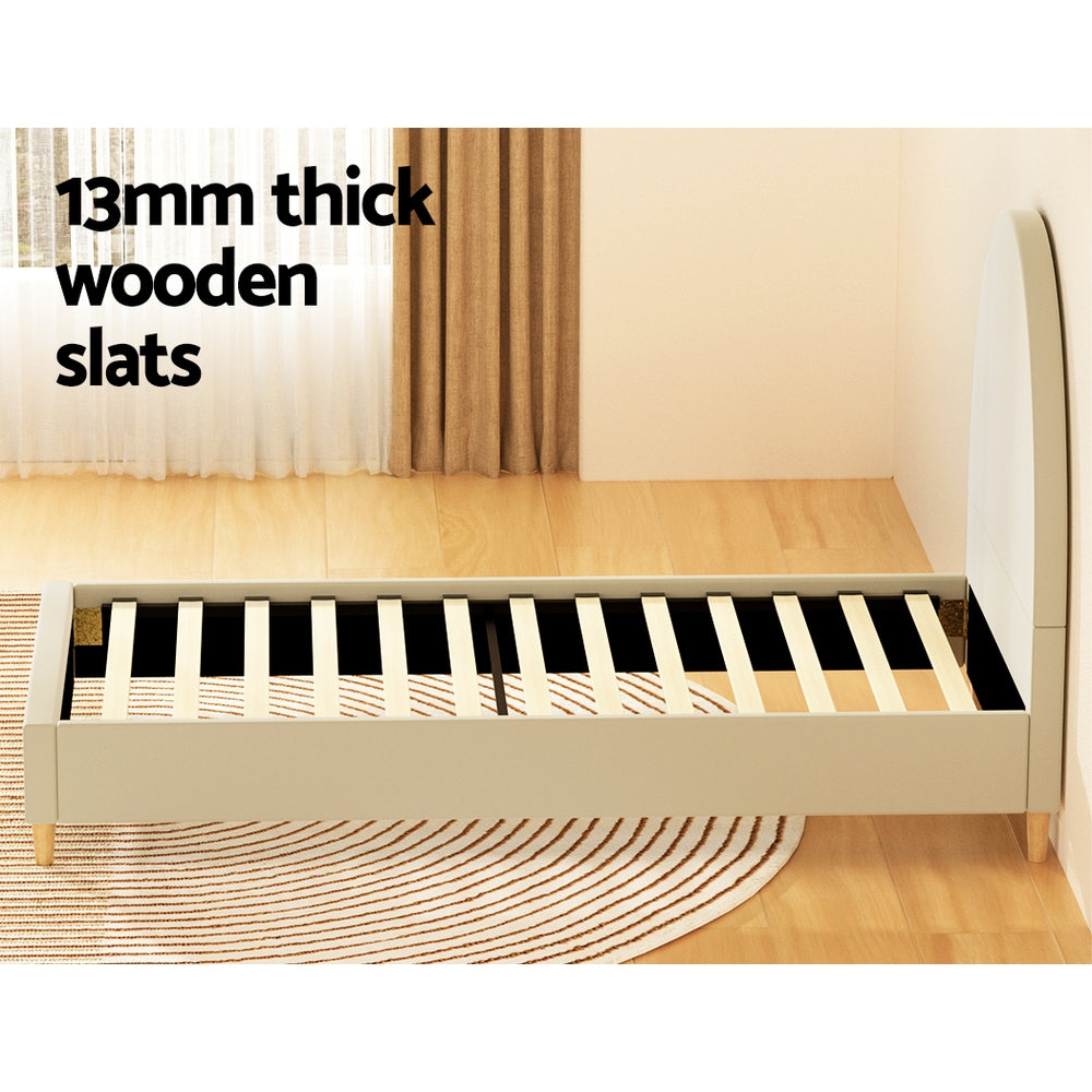 Ella Arched Single Bed Frame Cream Velvet