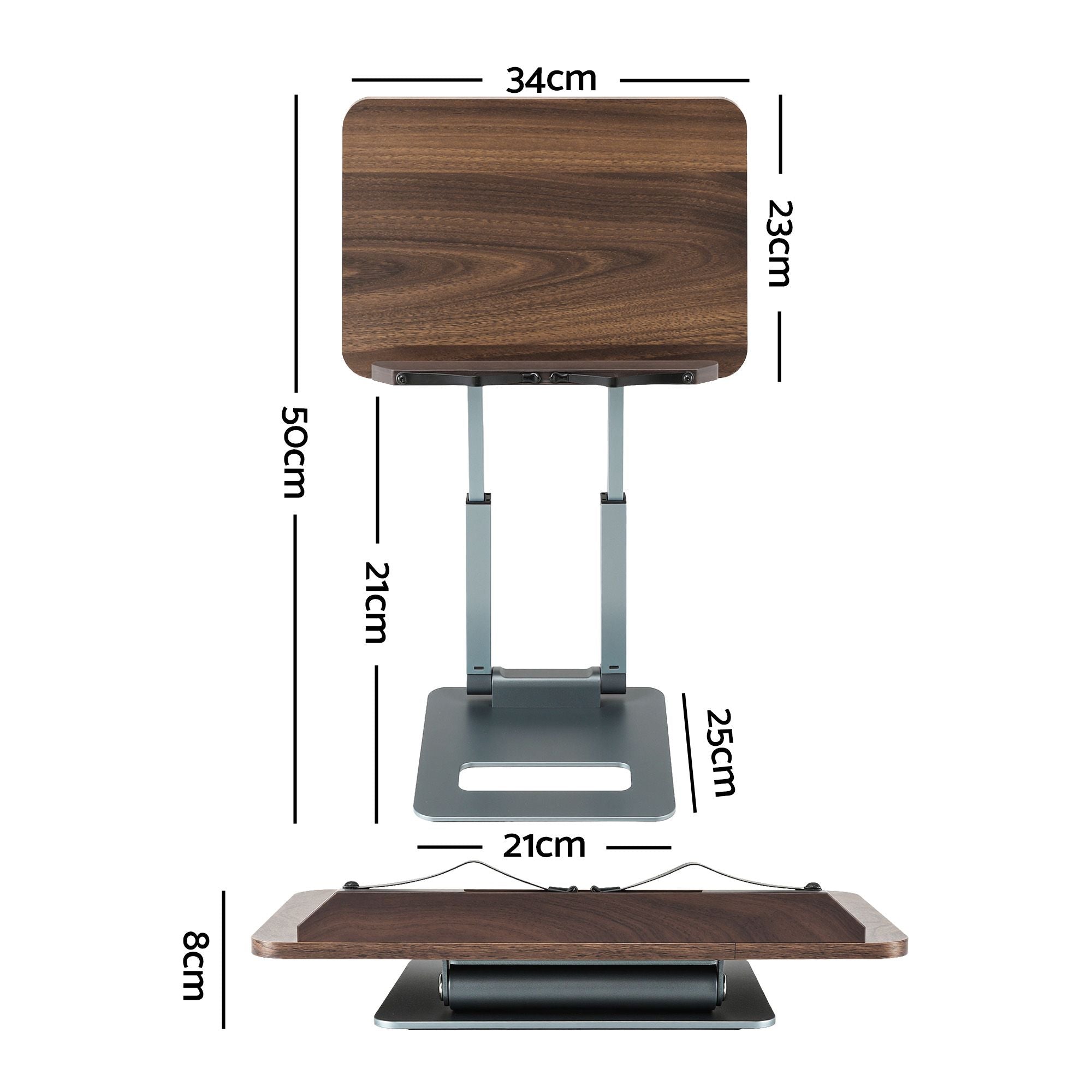 Telescopic Book Stand with Page Clip 34cm Wide Ergonomic Desktop Stand - Oak