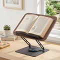 Adjustable Book Stand with 360 Degree Rotating Base and Page Clip Foldable Reading Holder