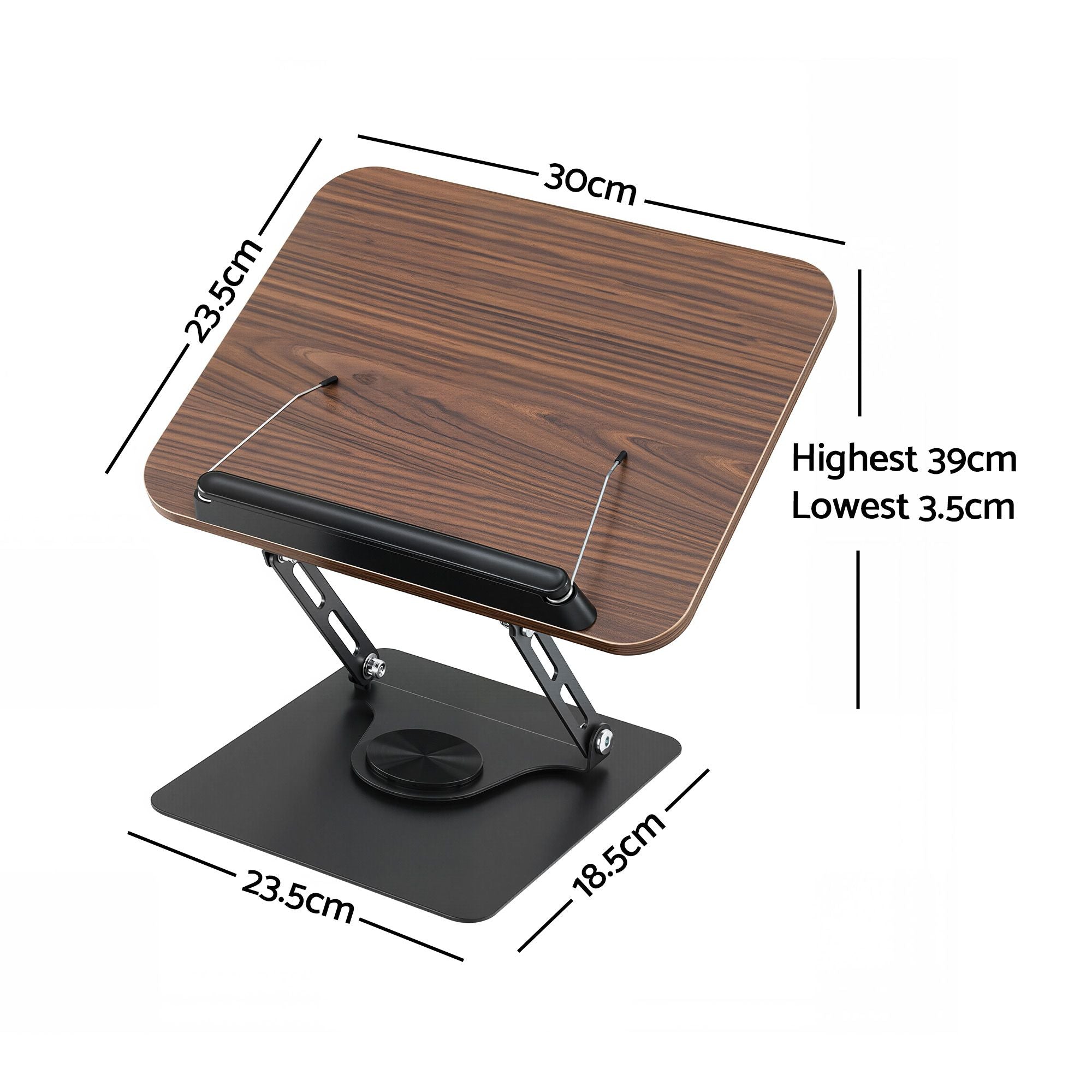 Adjustable Book Stand with 360 Degree Rotating Base and Page Clip Foldable Reading Holder